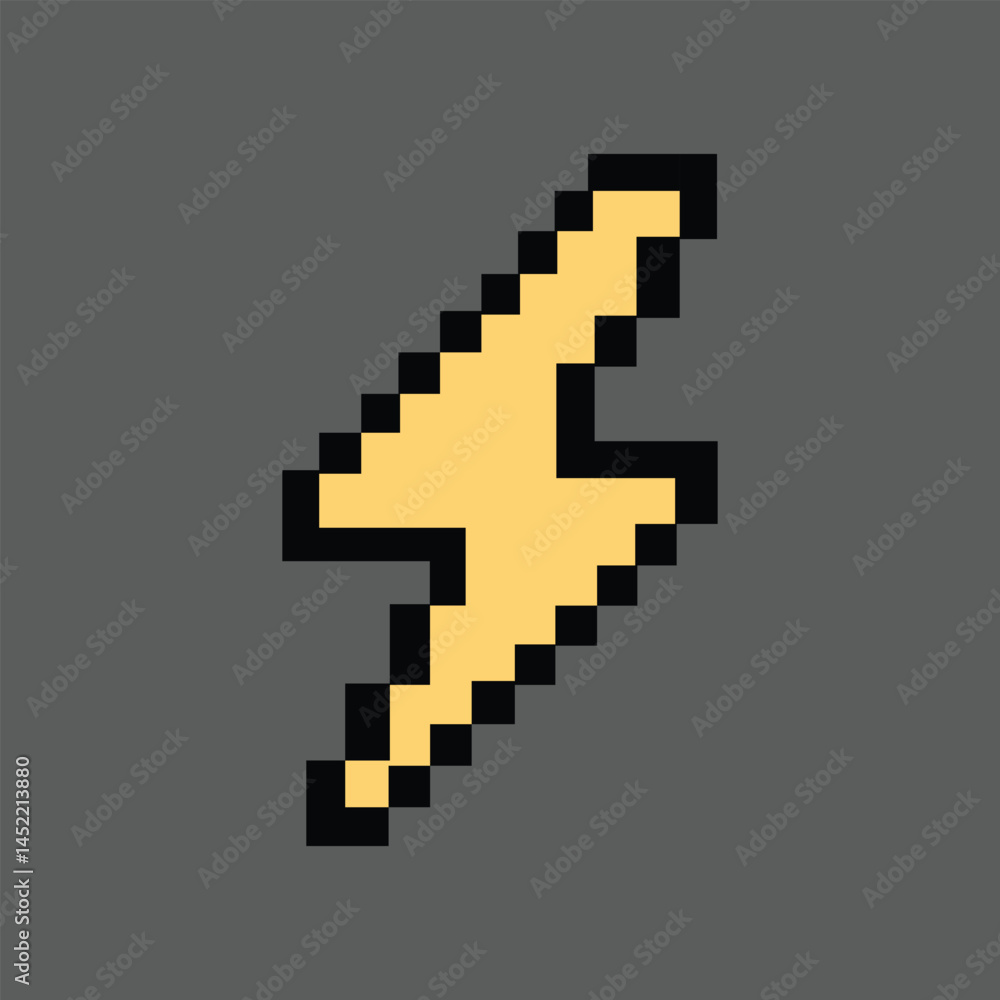 Fototapeta premium Pixel lightning bolt glowing on moody storm grey background