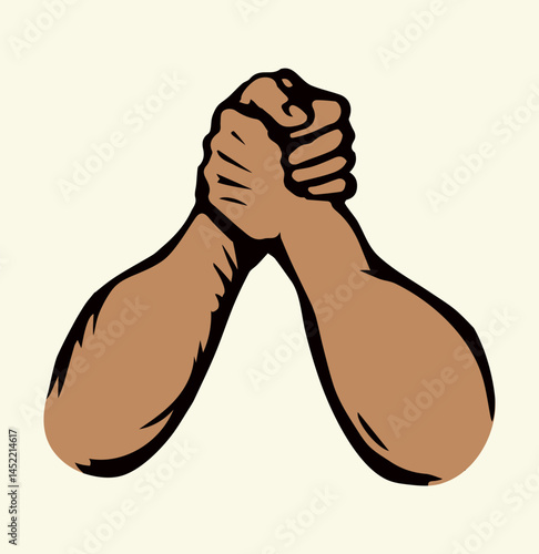 Hand wrestling contest. Vector drawing