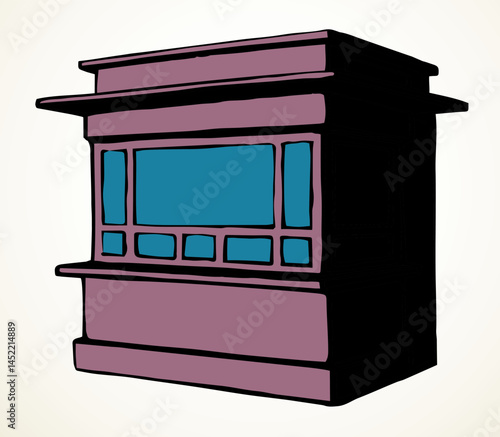Shop stall. Vector drawing kiosk