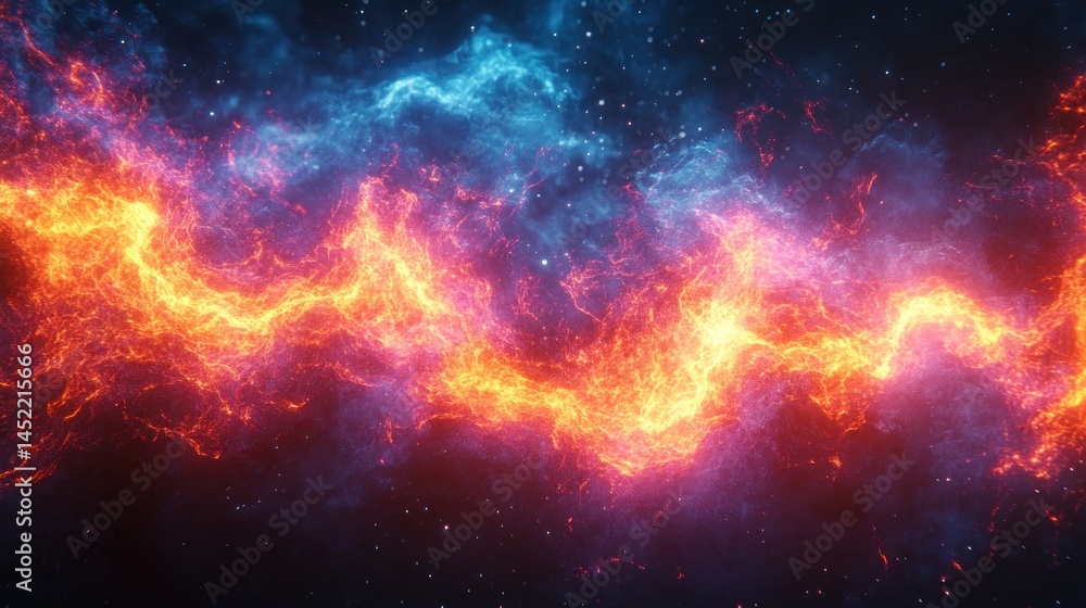 Abstract fiery cosmic energy flowing Abstract fiery cosmic energy flowing
