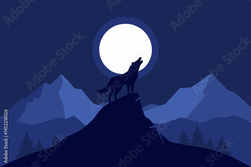 wolf howling at night