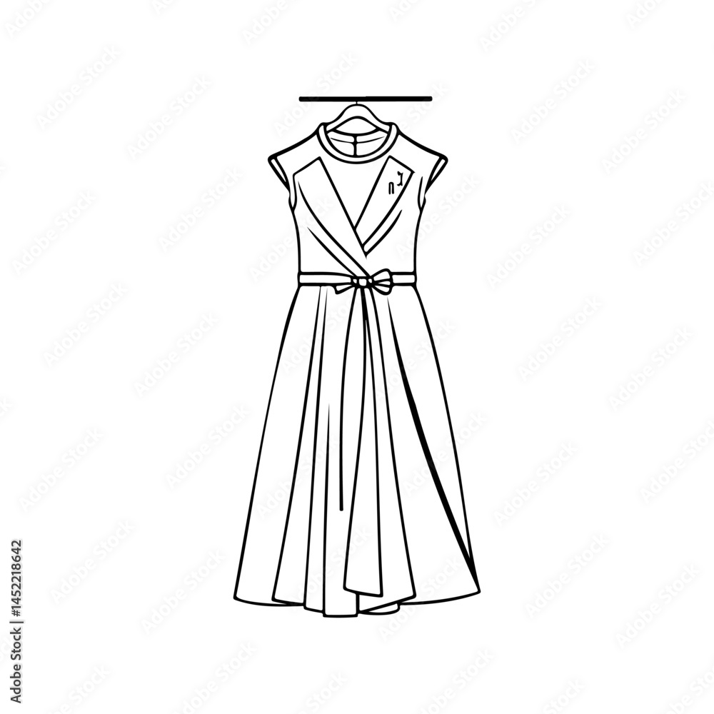 Elegant minimalist dress sketch on a hanger creating a stylish fashion icon Elegant minimalist dress sketch on a hanger creating a stylish fashion icon