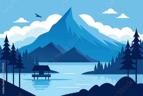 mountain landscape with lake