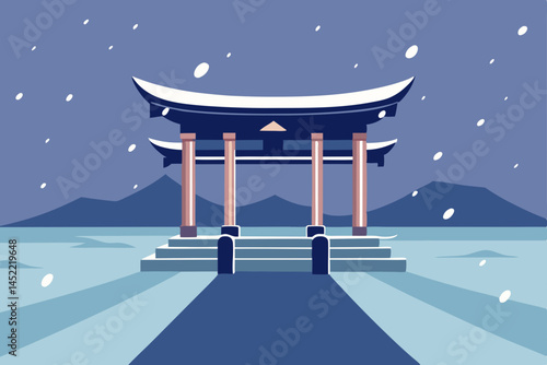 japanese lantern in the snow