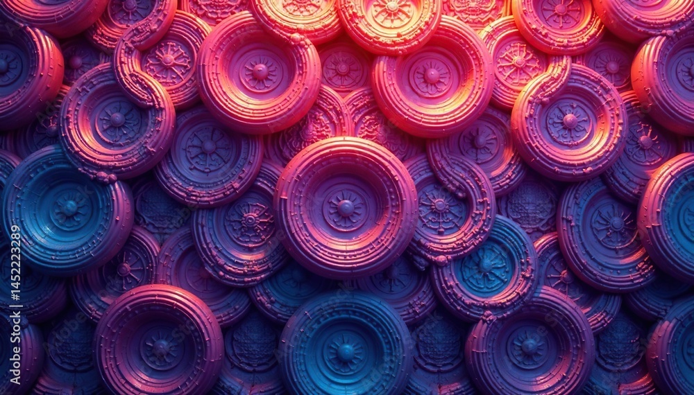 Interlocking circles creating a seamless texture, geometric graphics, modern illustration Interlocking circles creating a seamless texture, geometric graphics, modern illustration