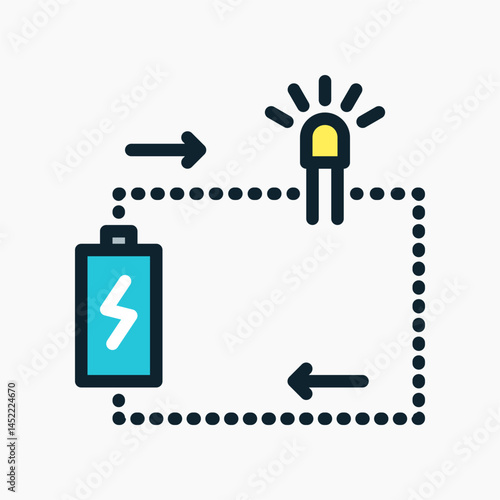 Design Illustration graphic of simple electrical circuit icon with colored outline style. Suitable for UI, mobile design, web design, etc.