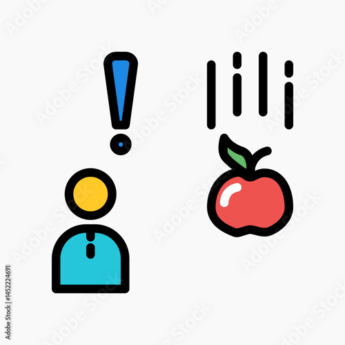 Design Illustration graphic of Gravitational force icon with colored outline style. Suitable for UI, mobile design, web design, etc.