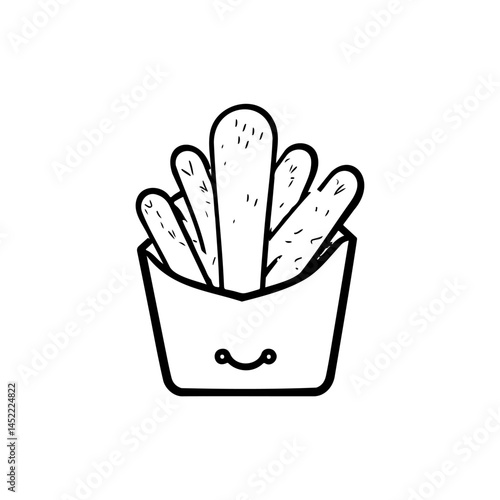 Whimsical fries illustration with a cute, simple design for children's projects