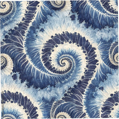 Obraz na płótnie Seamless pattern of intricate blue and white spirals creates mesmerizing design w salonie