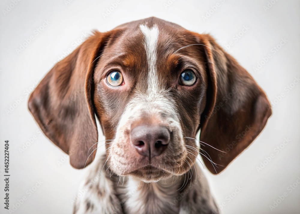 Adorable Pointer Puppy Close-up, Macro Photography, Isolated on White Background Adorable Pointer Puppy Close-up, Macro Photography, Isolated on White Background