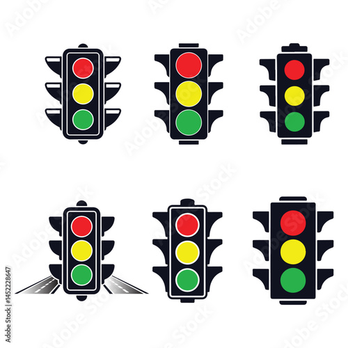A silhouette of Traffic light icons  on a white background