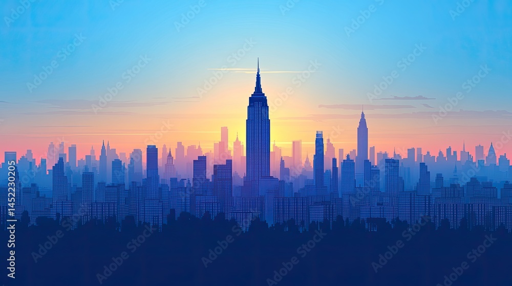 Obraz premium Sunrise over a city skyline