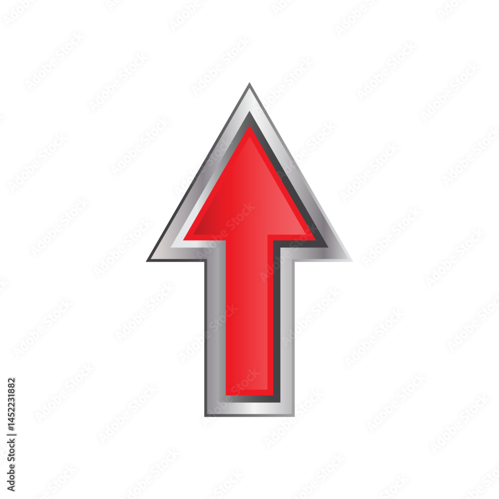 Upward Red Arrow with Silver Border Upward Red Arrow with Silver Border