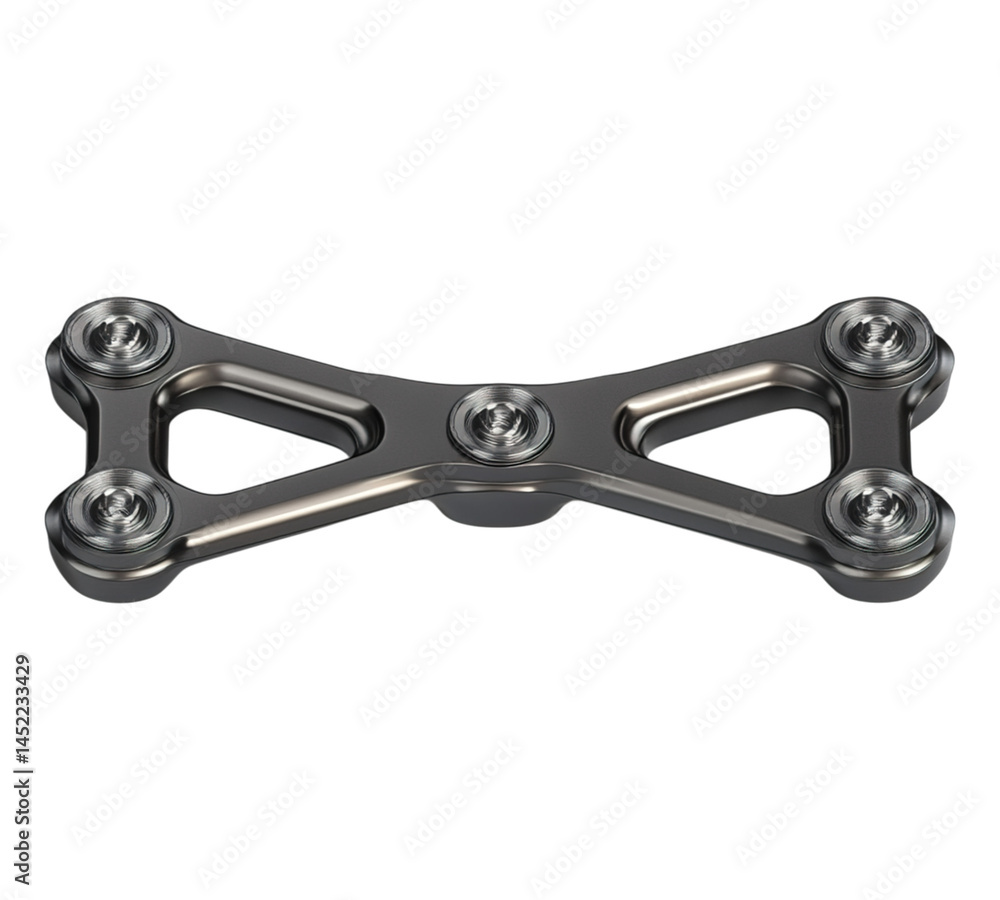 A metal piece with five round balls on it A metal piece with five round balls on it