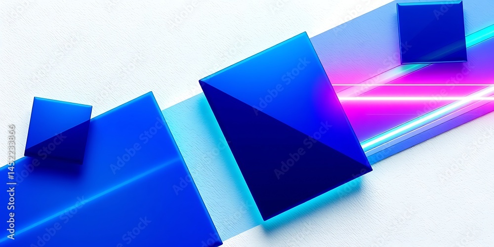 Geometric Arrangement: Deep Blue Cubes, Rectangles, and Vibrant Light on White Textured Backdrop for Modern Design Compositions Geometric Arrangement: Deep Blue Cubes, Rectangles, and Vibrant Light on White Textured Backdrop for Modern Design Compositions
