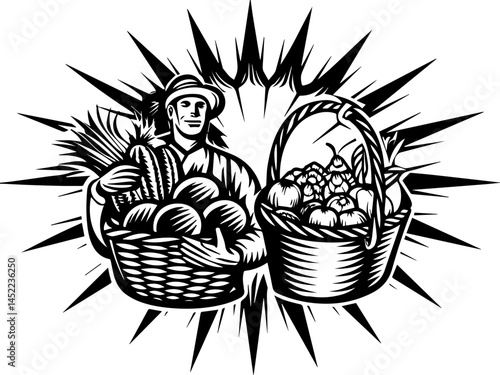 SVG visuals promoting environmental awareness and sustainable living. Organic Market Promotion with Zero Waste Focus and Fresh Produce