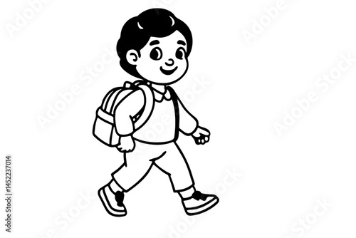 a young baby going to school with the concept of back to school or walk to school