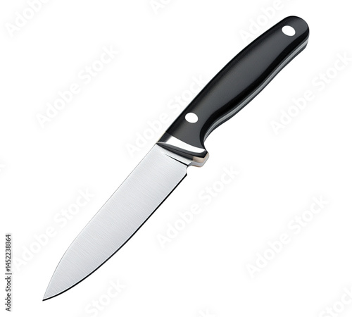 A knife with a silver handle and a black blade
