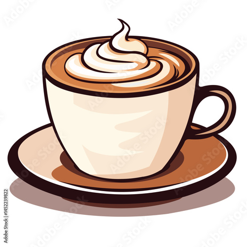 Cappuccino Coffee Vector Illustration on White Background
