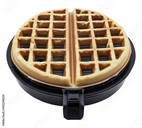 A waffle iron with a waffle in it