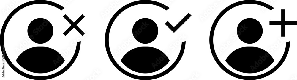 Fototapeta premium user profile icon. add, remove, approved icon collection. user symbol. Avatar photo symbol. person signs 
