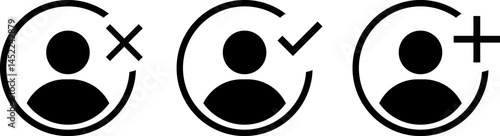 user profile icon. add, remove, approved icon collection. user symbol. Avatar photo symbol. person signs
