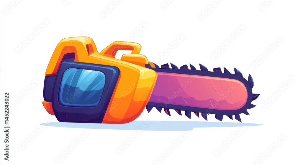 Naklejka premium Cartoon chainsaw illustration (4)