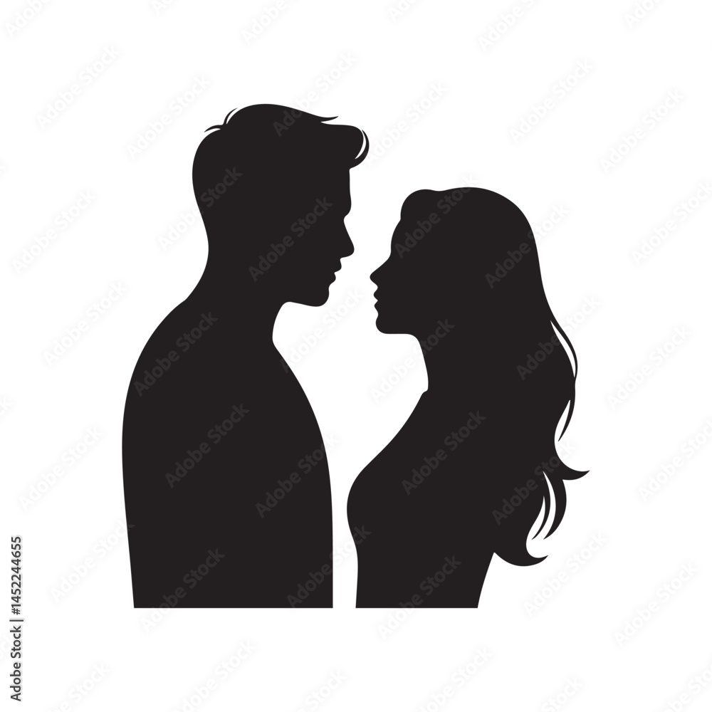 Fototapeta premium Romantic Couple Facing Silhouette