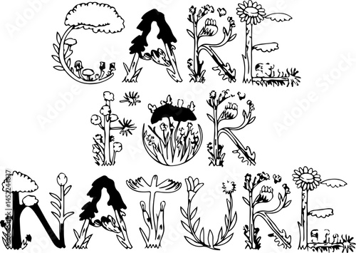 Care For Nature Floral Alphabet Art