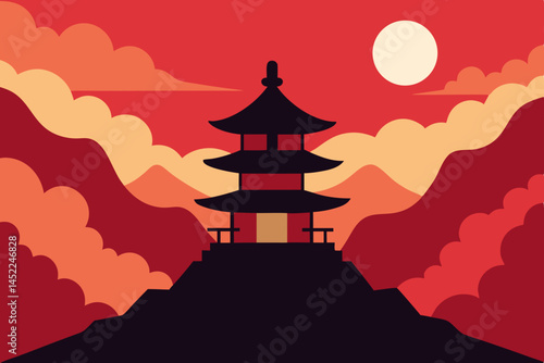 chinese temple silhouette