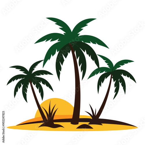 Isolated-palms-set-on-white-background-tropic 
