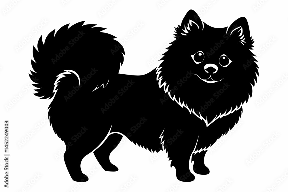 Obraz premium pomeranian sihouette black vector