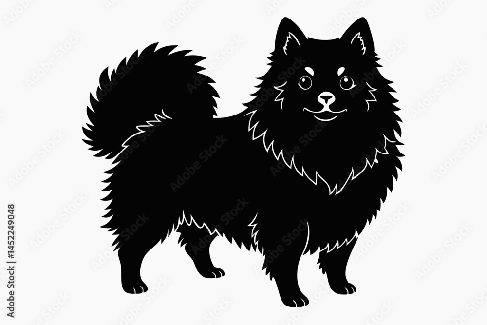 Obraz premium pomeranian sihouette black vector