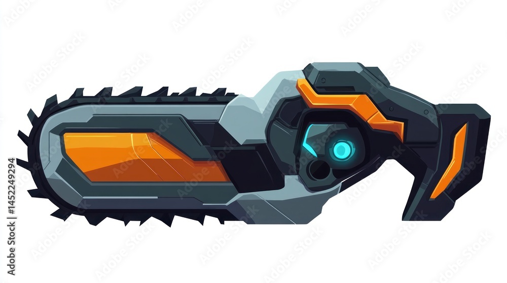 Fototapeta premium Futuristic chainsaw weapon