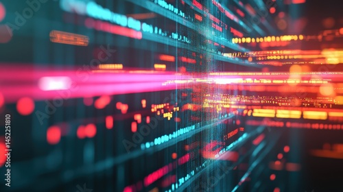 Dynamic visual representation of data streams with vibrant colors and abstract patterns