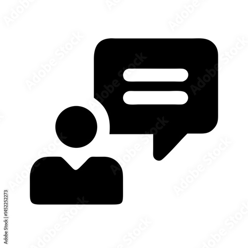 Simple person icon with speech bubble, for website design