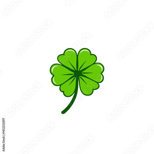 Four Leaf Clover Icon: An eye-level illustration of a four-leaf clover, showcasing the iconic symbol of luck and fortune.