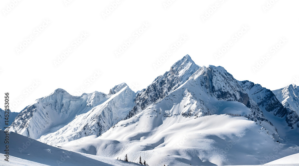 Obraz premium Snowy Mountain Peaks Isolated on Transparent Background