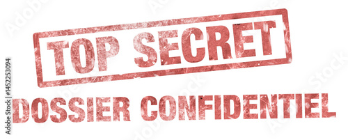 Bild auf Leinwand TOP SECRET DOSSIER CONFIDENTIEL, texte sur fond transparent