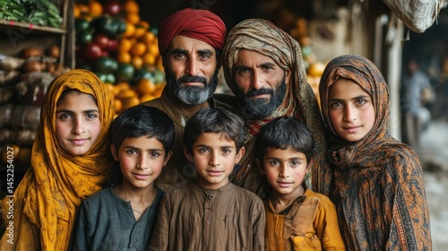 Afghani Family Portrait in Market