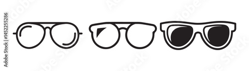 Set of sunglass icons. Line art icon. Sunglasses silhouette. Vector illustration eps 10