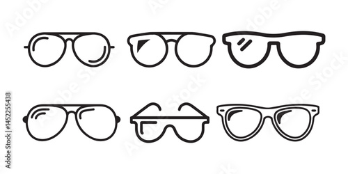 Set of sunglass icons. Line art icon. Sunglasses silhouette. Vector illustration eps 10