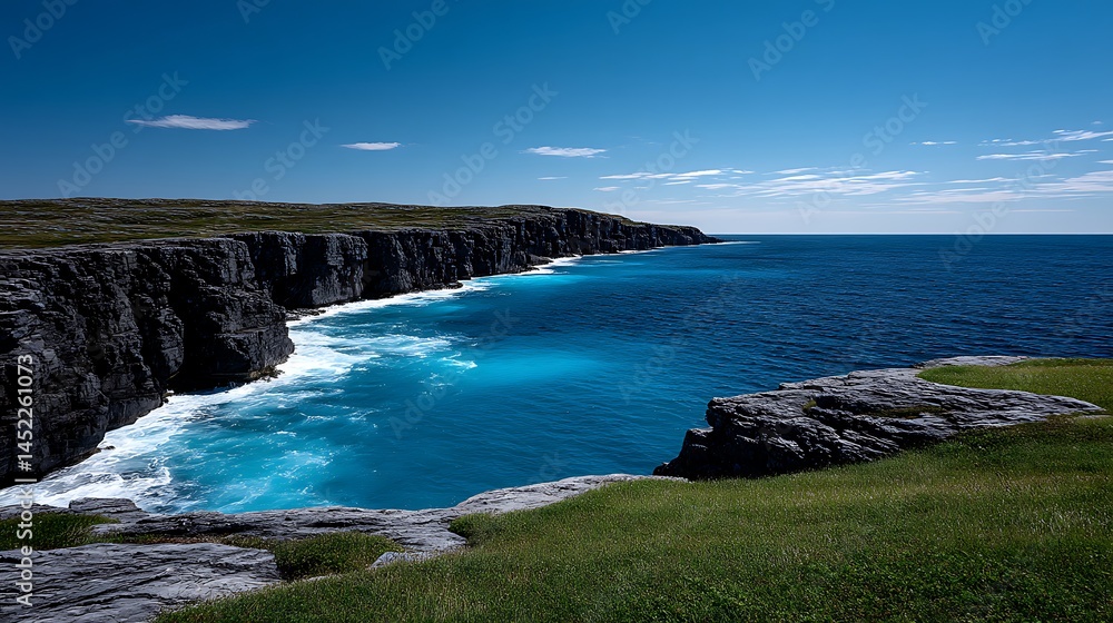 Obraz premium Dramatic Coastal Cliffs with Azure Ocean, and Newfoundland.