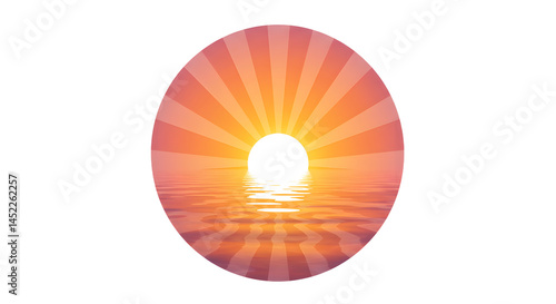 Sunset over Water in Circle Frame