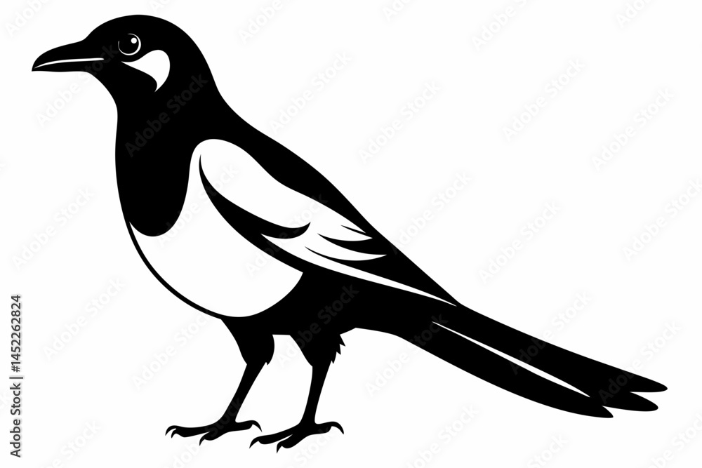 Obraz premium magpie sihouette black vector
