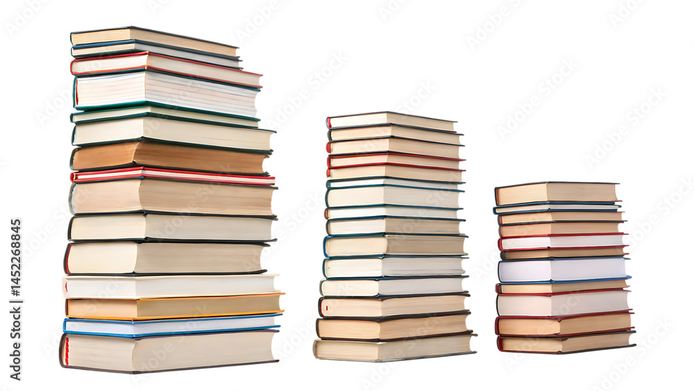 Obraz premium Stacks of books for education and learning on transparent background