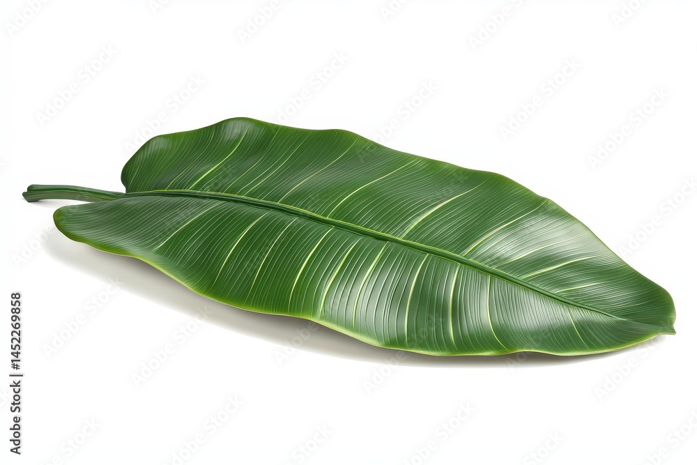 Obraz premium Large tropical leaf against a plain background.