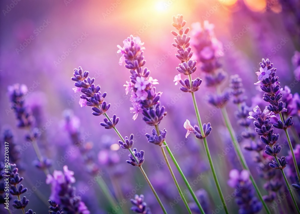 Fototapeta premium Close-Up Lavender Flowers with Soft Bokeh Background - Beautiful Purple Blooms