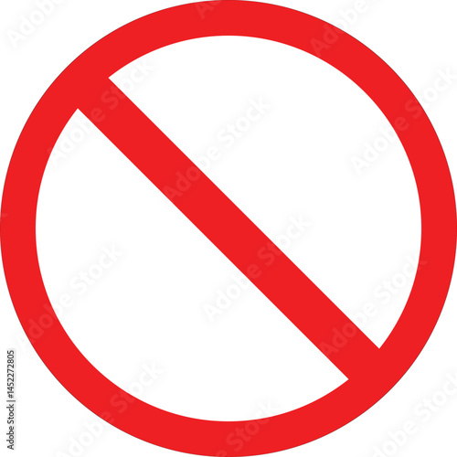 Prohibition Symbol: Universal No Sign Graphic, Red Circle Slash: Restriction Icon Image, No Entry Symbol: Forbidden Mark Design.