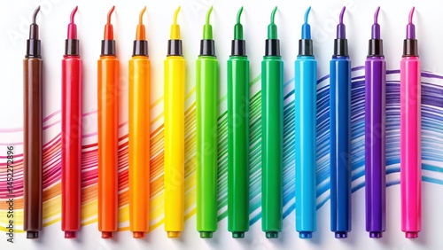 Colorful Highlighter Strokes Panoramic Background - Modern Hand-Drawn Design Elements